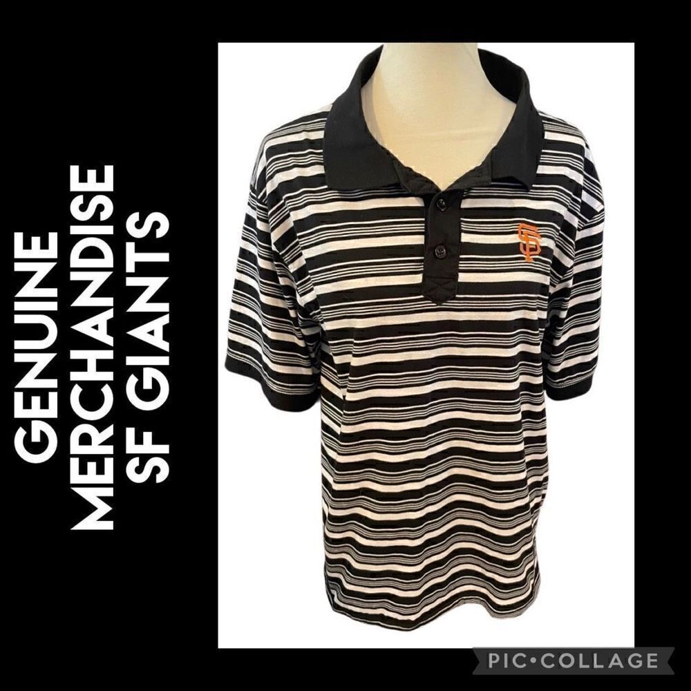 Genuine Merchandise True Fan Black&White Striped Half Button Down Short Sleeve S
